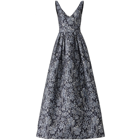Theia Dresses & Skirts - Theia Floral Slate Ballgown Dress Maxi Silver Floral $1,000 Size 8